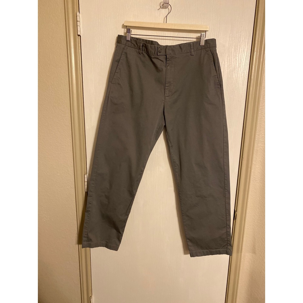 Calvin Klein Mens 36x30 Chino Pants Grey Stretch Cotton Straight Leg Casual
